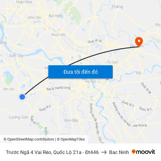 Trước Ngã 4 Vai Réo, Quốc Lộ 21a - Đt446 to Bac Ninh map