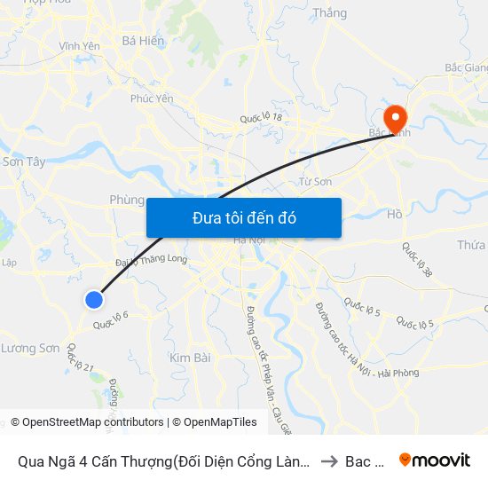 Qua Ngã 4 Cấn Thượng(Đối Diện Cổng Làng Phú Cường) to Bac Ninh map