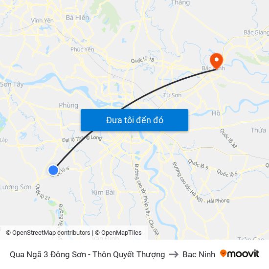 Qua Ngã 3 Đông Sơn - Thôn Quyết Thượng to Bac Ninh map