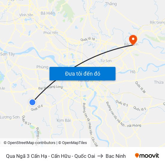 Qua Ngã 3 Cấn Hạ - Cấn Hữu - Quốc Oai to Bac Ninh map