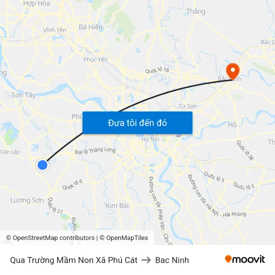 Qua Trường Mầm Non Xã Phú Cát to Bac Ninh map