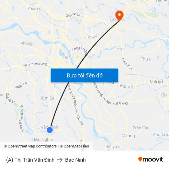 (A) Thị Trấn Vân Đình to Bac Ninh map