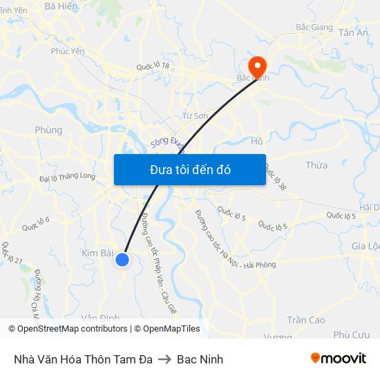 Nhà Văn Hóa Thôn Tam Đa to Bac Ninh map