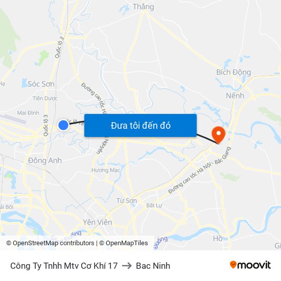 Công Ty Tnhh Mtv Cơ Khí 17 to Bac Ninh map