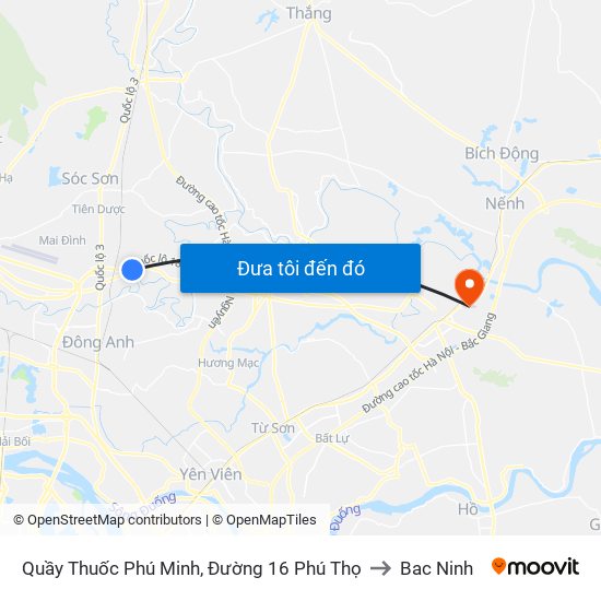 Quầy Thuốc Phú Minh, Đường 16 Phú Thọ to Bac Ninh map