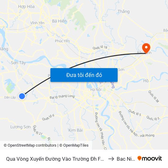 Qua Vòng Xuyến Đường Vào Trường Đh Fpt 50m to Bac Ninh map