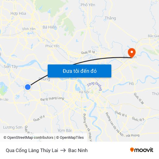 Qua Cổng Làng Thúy Lai to Bac Ninh map