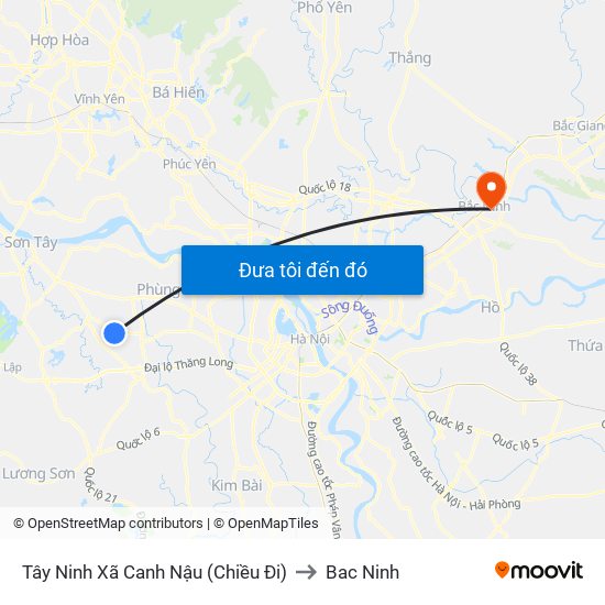 Tây Ninh Xã Canh Nậu (Chiều Đi) to Bac Ninh map