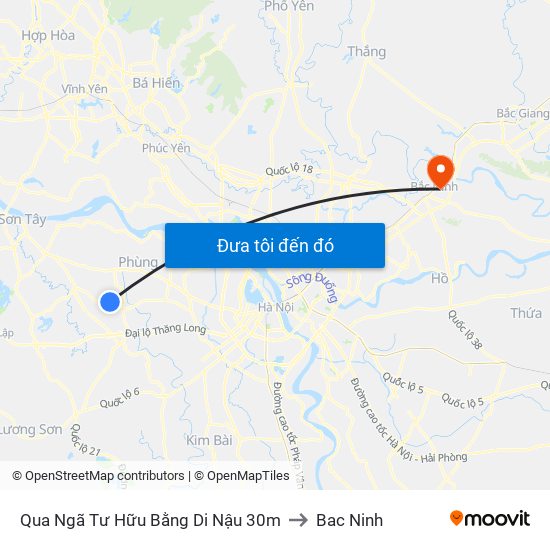 Qua Ngã Tư Hữu Bằng Di Nậu 30m to Bac Ninh map