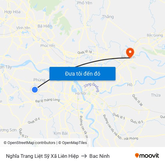 Nghĩa Trang Liệt Sỹ Xã Liên Hiệp to Bac Ninh map