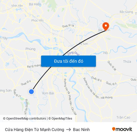 Cửa Hàng Điện Từ Mạnh Cường to Bac Ninh map