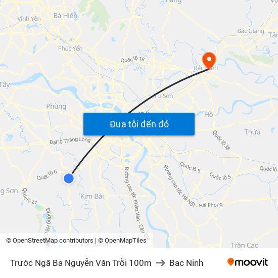 Trước Ngã Ba Nguyễn Văn Trỗi 100m to Bac Ninh map