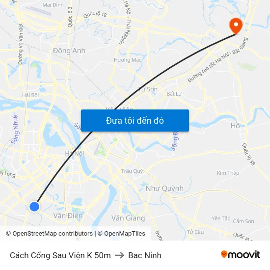 Cách Cổng Sau Viện K 50m to Bac Ninh map