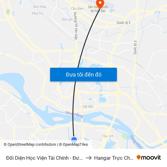 Đối Diện Học Viện Tài Chính - Đường Đức Thắng to Hangar Trực Chiến E921 map