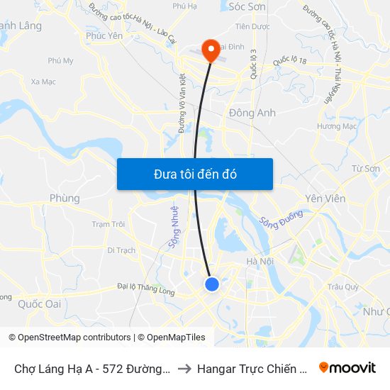 Chợ Láng Hạ A - 572 Đường Láng to Hangar Trực Chiến E921 map