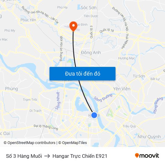 Số 3 Hàng Muối to Hangar Trực Chiến E921 map