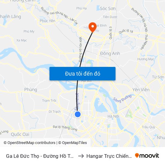 Ga Lê Đức Thọ - Đường Hồ Tùng Mậu to Hangar Trực Chiến E921 map