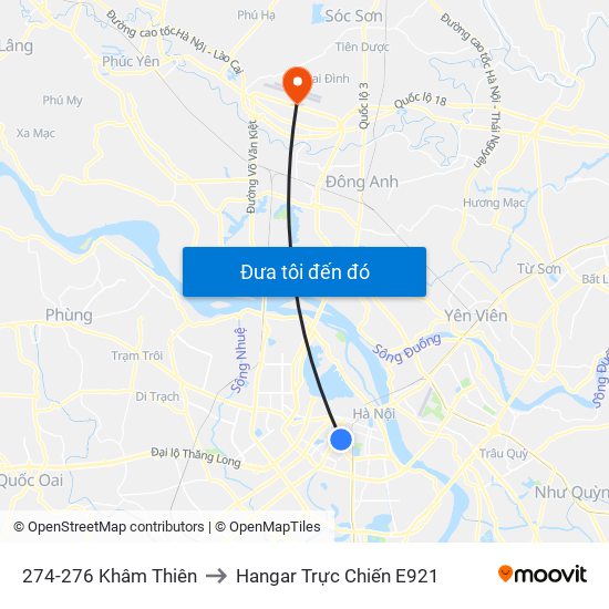 274-276 Khâm Thiên to Hangar Trực Chiến E921 map