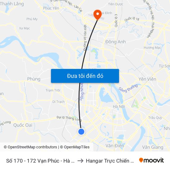 Số 170 - 172 Vạn Phúc - Hà Đông to Hangar Trực Chiến E921 map