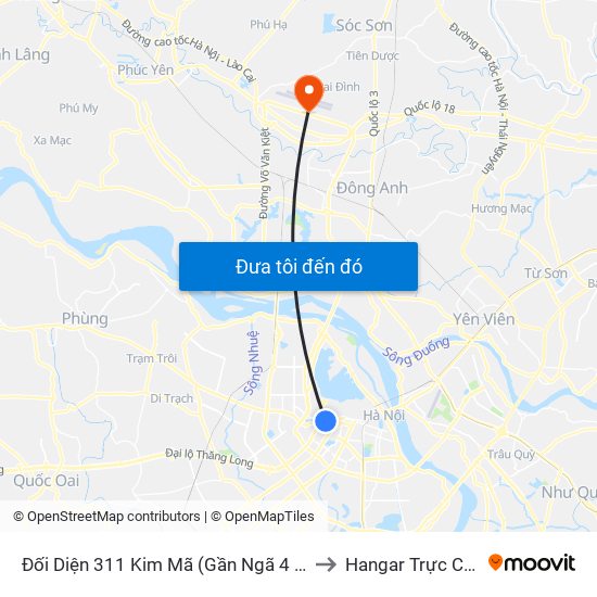 Đối Diện 311 Kim Mã (Gần Ngã 4 Kim Mã - Vạn Bảo) to Hangar Trực Chiến E921 map