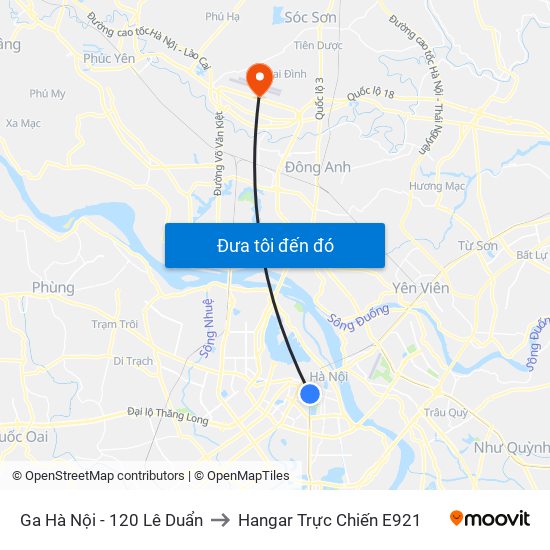 Ga Hà Nội - 120 Lê Duẩn to Hangar Trực Chiến E921 map