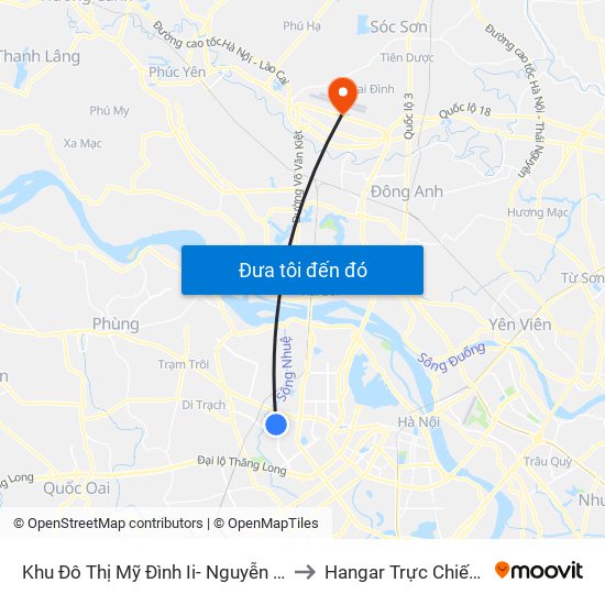 Khu Đô Thị Mỹ Đình Ii- Nguyễn Cơ Thạch to Hangar Trực Chiến E921 map