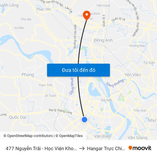 477 Nguyễn Trãi - Học Viện Khoa Học Xã Hội to Hangar Trực Chiến E921 map