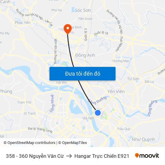 358 - 360 Nguyễn Văn Cừ to Hangar Trực Chiến E921 map