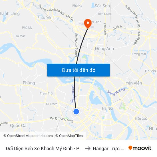 Đối Diện Bến Xe Khách Mỹ Đình - Phạm Hùng (Cột Trước) to Hangar Trực Chiến E921 map