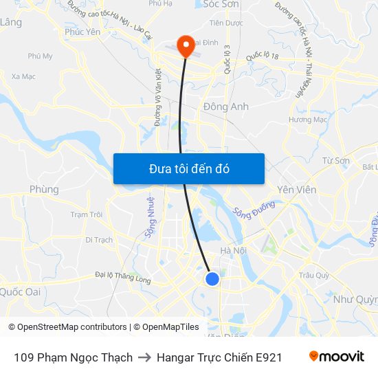 109 Phạm Ngọc Thạch to Hangar Trực Chiến E921 map