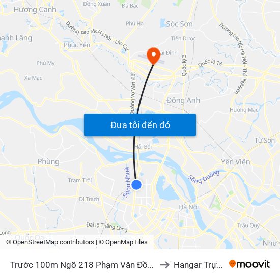 Trước 100m Ngõ 218 Phạm Văn Đồng (Đối Diện Công Viên Hòa Bình) to Hangar Trực Chiến E921 map