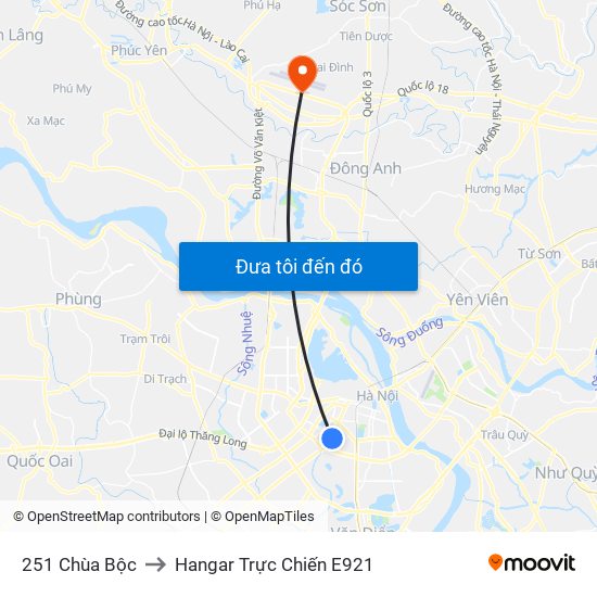 251 Chùa Bộc to Hangar Trực Chiến E921 map