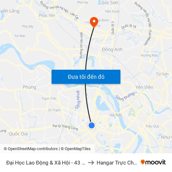 Đại Học Lao Động & Xã Hội - 43 Trần Duy Hưng to Hangar Trực Chiến E921 map