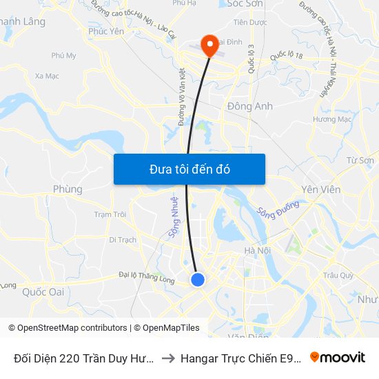 Đối Diện 220 Trần Duy Hưng to Hangar Trực Chiến E921 map