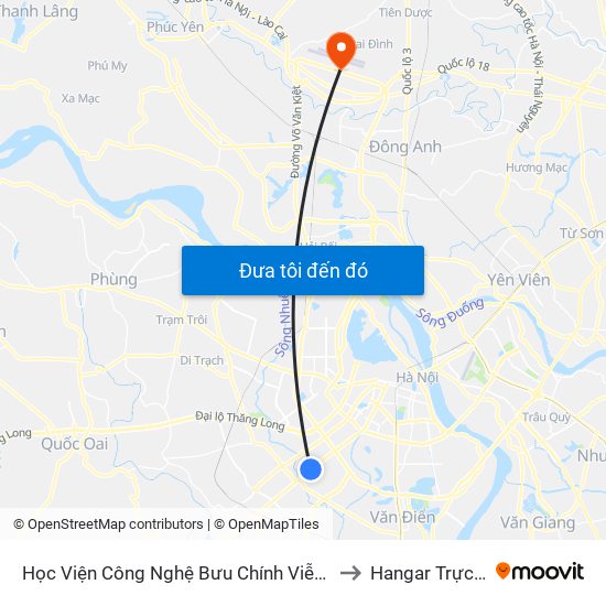 Học Viện Công Nghệ Bưu Chính Viễn Thông - Trần Phú (Hà Đông) to Hangar Trực Chiến E921 map