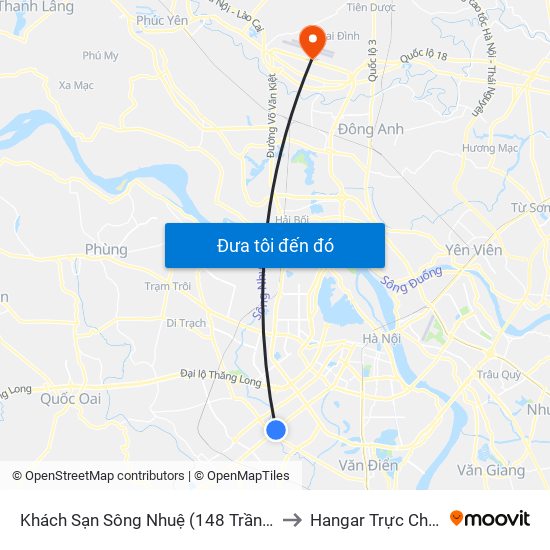 Khách Sạn Sông Nhuệ (148 Trần Phú- Hà Đông) to Hangar Trực Chiến E921 map