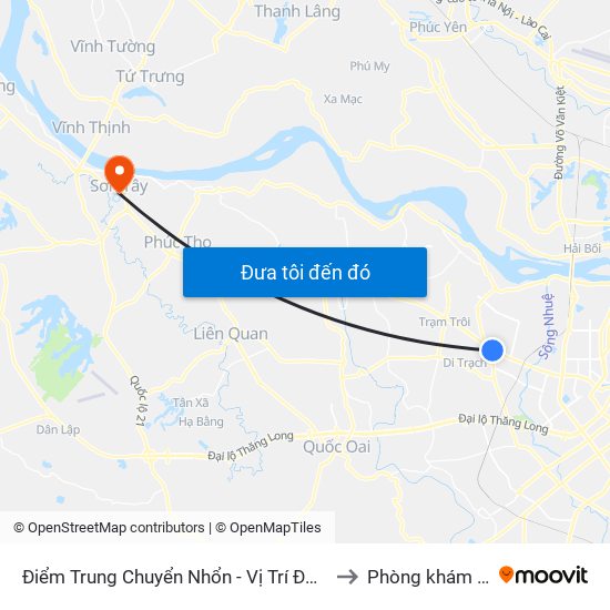 Điểm Trung Chuyển Nhổn - Vị Trí Đỗ Tuyến 20, 29, 32 (Chiều Sơn Tây - Hà Nội)- Đường 32 to Phòng khám Đa khoa THIÊN PHÚC. map