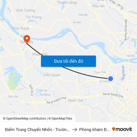 Điểm Trung Chuyển Nhổn - Trường Đại Học Công Nghiệp Hà Nội - Đường 32 to Phòng khám Đa khoa THIÊN PHÚC. map