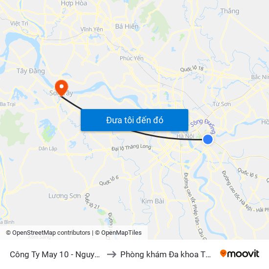 Công Ty May 10 - Nguyễn Văn Linh to Phòng khám Đa khoa THIÊN PHÚC. map