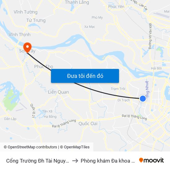 Cổng Trường Đh Tài Nguyên Môi Trường to Phòng khám Đa khoa THIÊN PHÚC. map