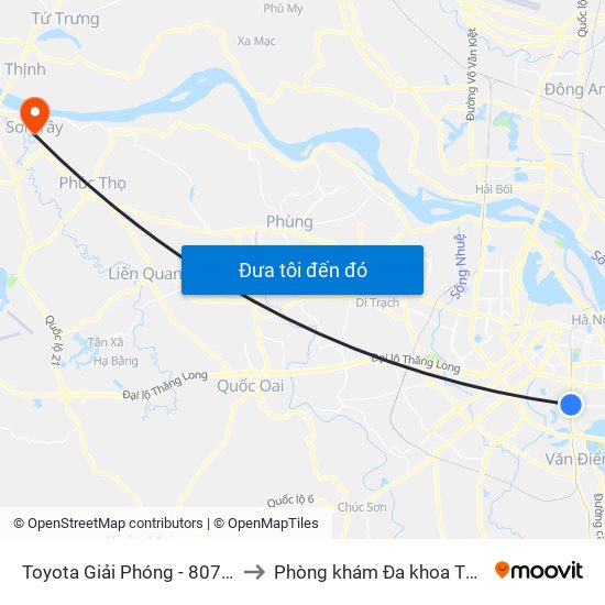 Toyota Giải Phóng - 807 Giải Phóng to Phòng khám Đa khoa THIÊN PHÚC. map