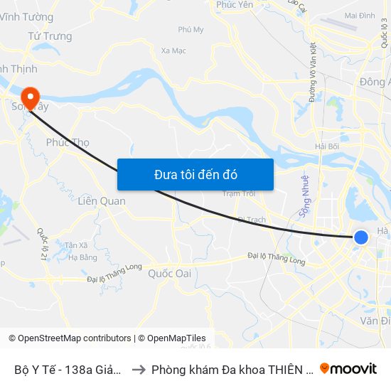 Bộ Y Tế - 138a Giảng Võ to Phòng khám Đa khoa THIÊN PHÚC. map