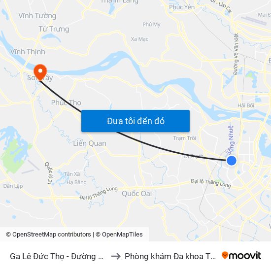 Ga Lê Đức Thọ - Đường Hồ Tùng Mậu to Phòng khám Đa khoa THIÊN PHÚC. map