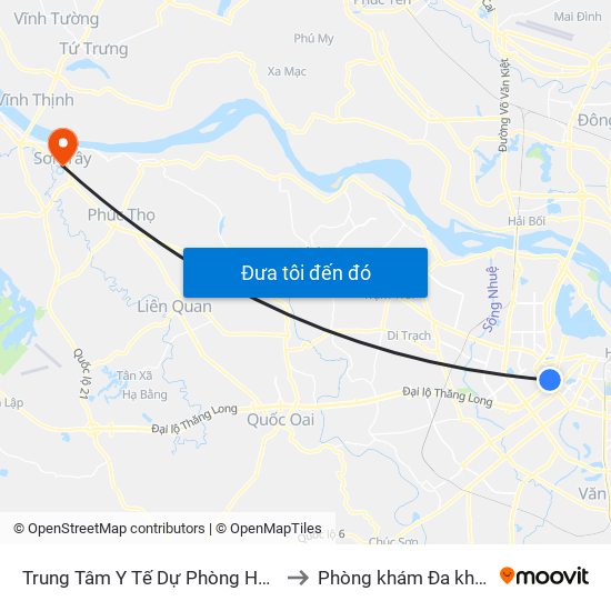 Trung Tâm Y Tế Dự Phòng Hn - 70 Nguyễn Chí Thanh to Phòng khám Đa khoa THIÊN PHÚC. map