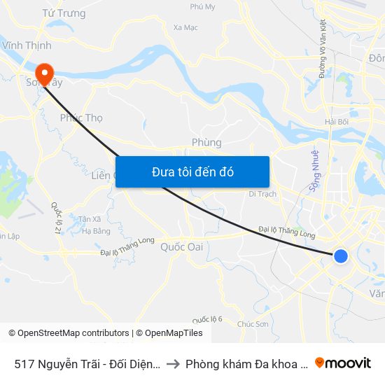 517 Nguyễn Trãi - Đối Diện Đại Học Hà Nội to Phòng khám Đa khoa THIÊN PHÚC. map