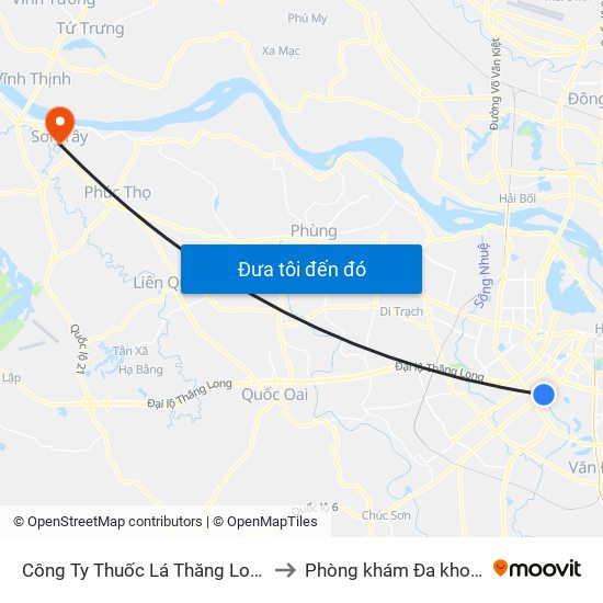 Công Ty Thuốc Lá Thăng Long - 235 Nguyễn Trãi to Phòng khám Đa khoa THIÊN PHÚC. map