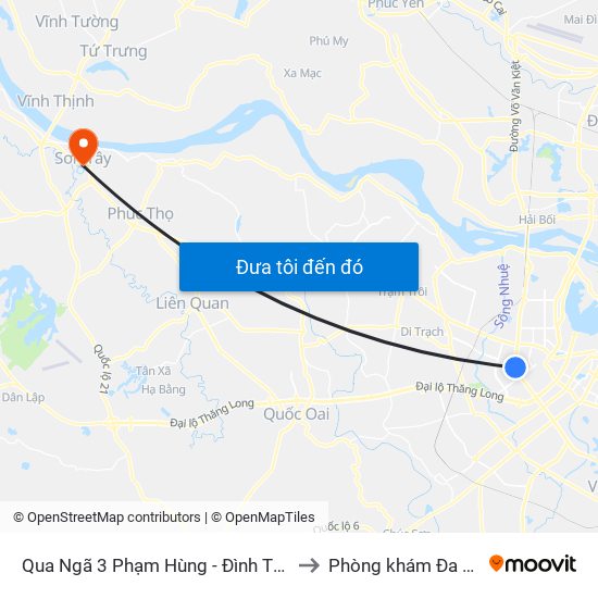Qua Ngã 3 Phạm Hùng - Đình Thôn (Hướng Đi Phạm Văn Đồng) to Phòng khám Đa khoa THIÊN PHÚC. map