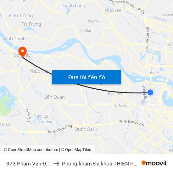373 Phạm Văn Đồng to Phòng khám Đa khoa THIÊN PHÚC. map