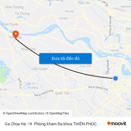 Ga Chùa Hà to Phòng khám Đa khoa THIÊN PHÚC. map