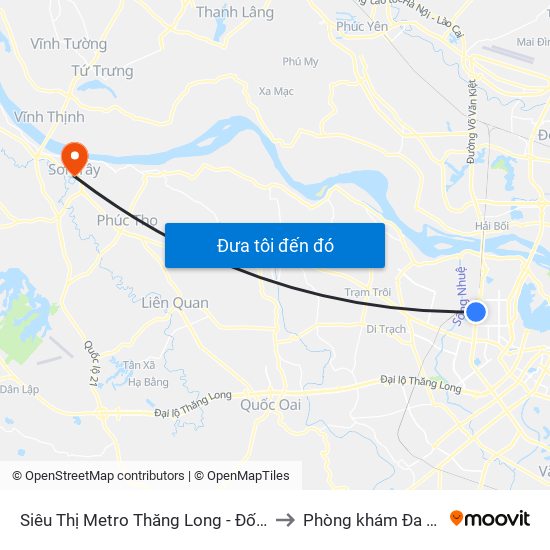 Siêu Thị Metro Thăng Long - Đối Diện Ngõ 599 Phạm Văn Đồng to Phòng khám Đa khoa THIÊN PHÚC. map